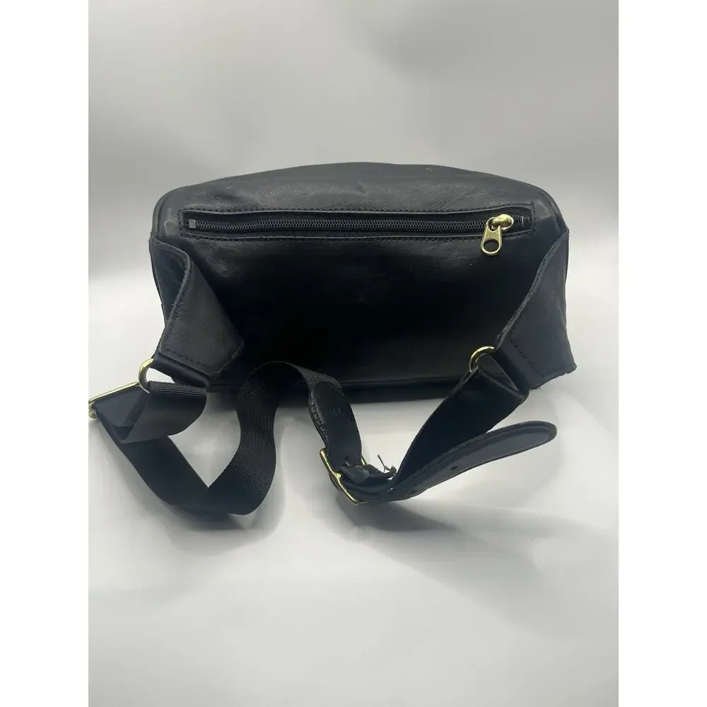 Coach Vintage Canteen Waist Pouch 0515 Black M/L Leather Belt Bag 90's USA